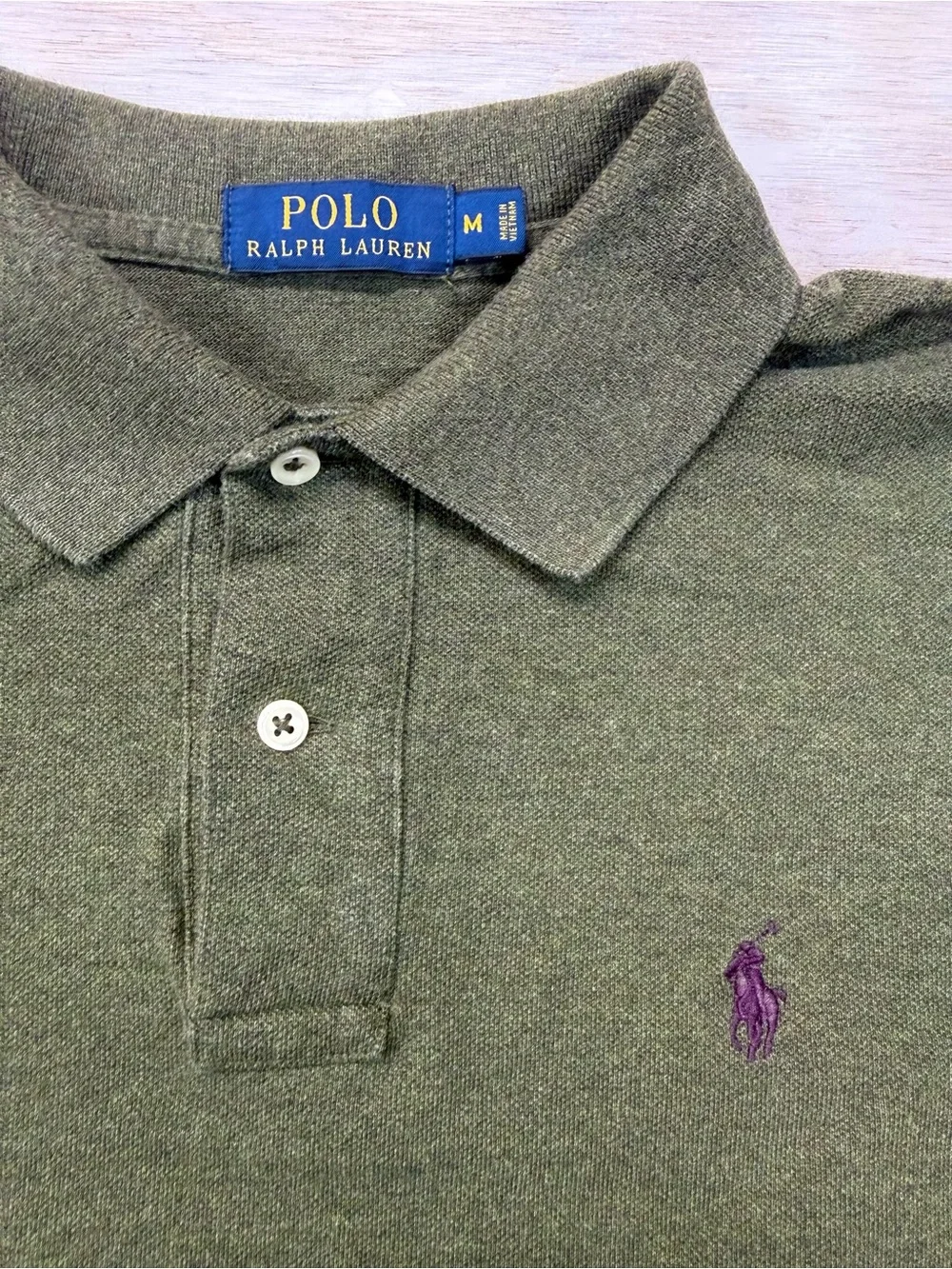 Polo by Ralph Lauren Men's Medium Olive Long-Sleeve Polo Shirt